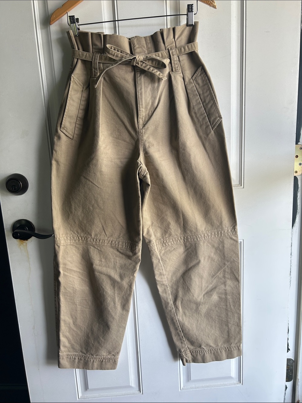 Madewell Khaki Paperbag Wide-Leg Pants